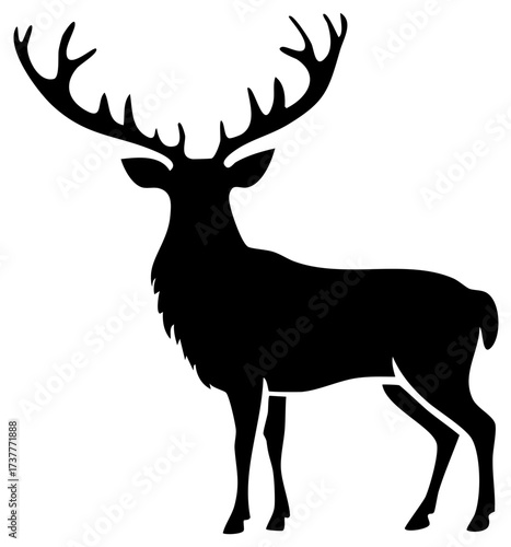 Majestic Stag Silhouette Antlers Majestic Forest Animal Wildlife Icon