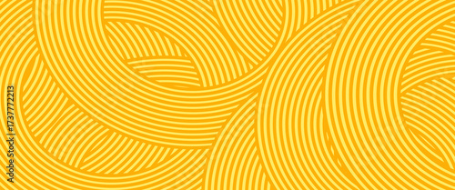 Pasta background, spaghetti abstract geometric pattern. Macaroni yellow poster. Wavy abstract pattern. Pasta vector illustration