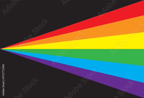 Abstract vector illustration of rainbow colored beams radiating outward on a black background