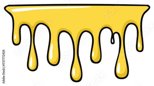 Dripping golden honey or melted cheese sauce cartoon illustration