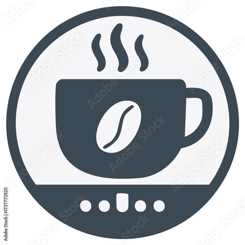 Hot Coffee Cup with Steam and Coffee Bean Icon