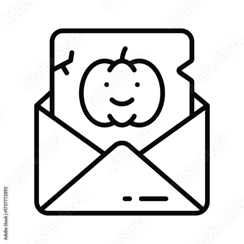 Haunted mail envelope with scary pumpkin design for Halloween