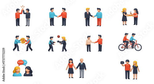 Illustrations of People Interacting and Engaging in Various Activities.