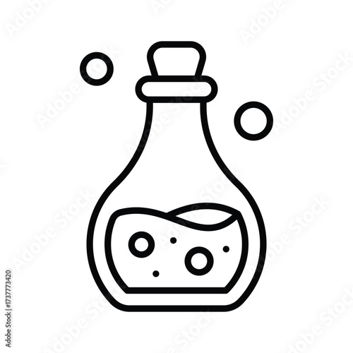 Magical flask with potion for witches and spooky Halloween themes
