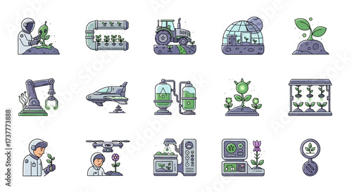 Modern Agricultural Technology Icons - Precision Farming and Innovation.