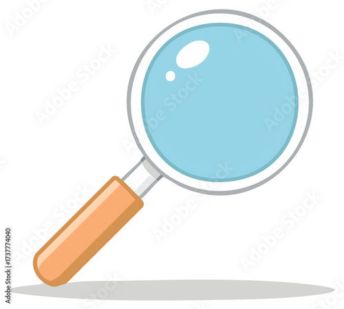 Cartoon magnifying glass illustration for concepts of search, discovery, and investigation