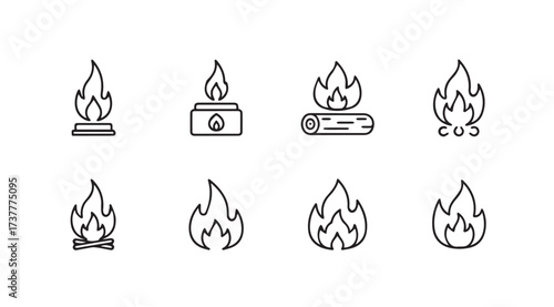 Vector art of fire icons set isolated
