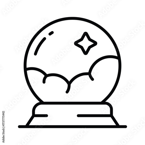 Haunted crystal ball for witchcraft fortune telling, spooky Halloween symbol