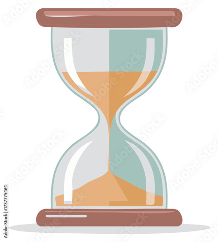 Stylized hourglass with flowing sand, symbolizing time passing and measurement.