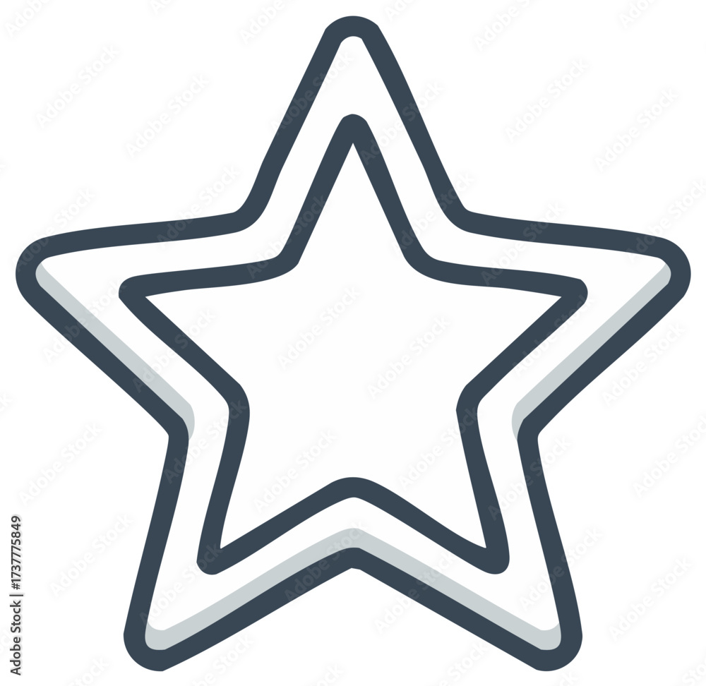 Obraz premium Stylized Star Shape with Dark Blue Outline and White Interior, Single Object Symbol