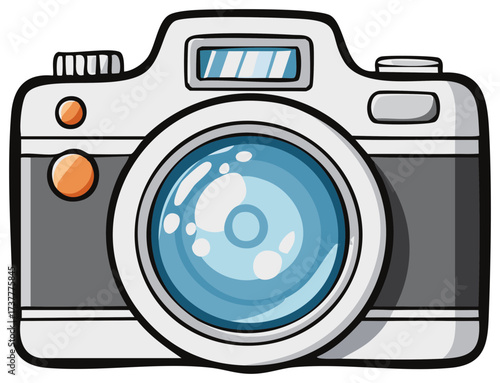 Digital Camera With Large Lens and Flash Ready to Capture Moments