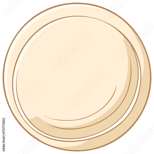 Simple Beige Ceramic Plate Illustration Empty Surface