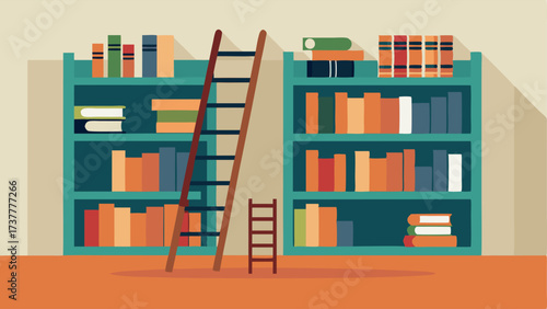 A home library with floortoceiling bookshelves made of reclaimed wood and a simple metal ladder to reach the top shelves.
