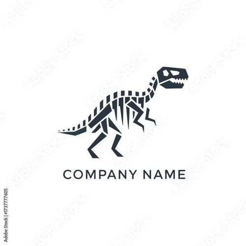 Geometric Dinosaur Skeleton Logo Design for Company Branding.