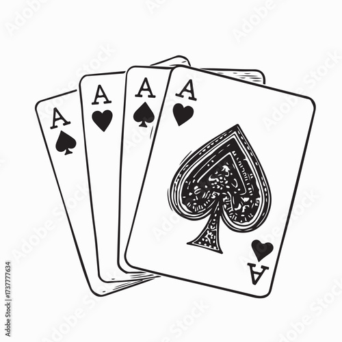 Gambling Poker Cards Vector Set Casino Game Illustration