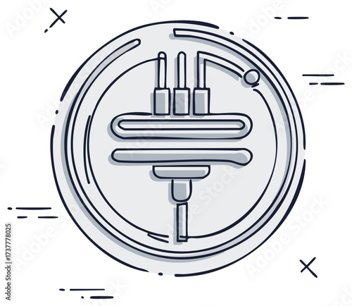 Hand drawn line art icon of a retro vacuum tube electronic component