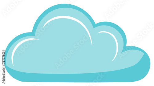 Stylized Blue Cumulus Cloud with White Highlights and Outline