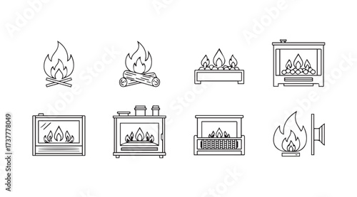 Vector art of fireplace collection