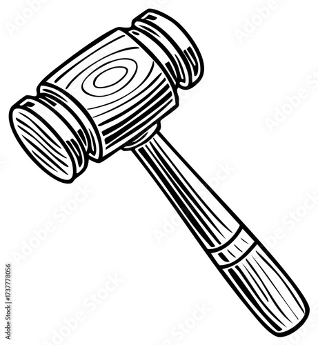 Wooden Gavel Symbolizing Justice, Law, and Authority, Isolated