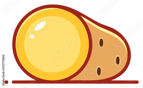 Stylized Cut Potato Showing Yellow Interior Vector Illustration