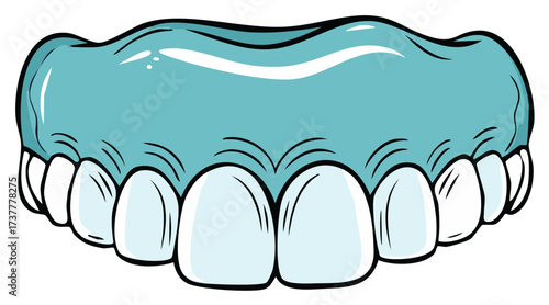 Cartoon Teeth and Gums Vector Illustration of a Full Set of Upper Teeth