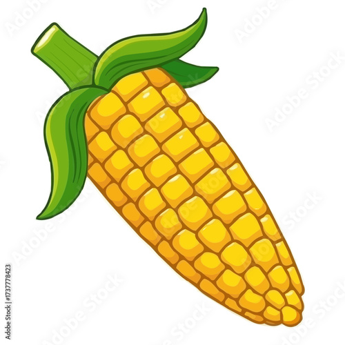 A fresh corn illustration, digital painting, fresh corn illustration in watercolor style, isolated on a white background, vegetable collection, EPS format design