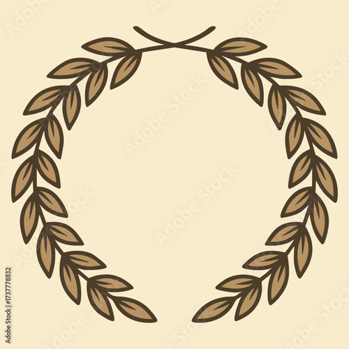 Laurel wreath circular frame on warm parchment
