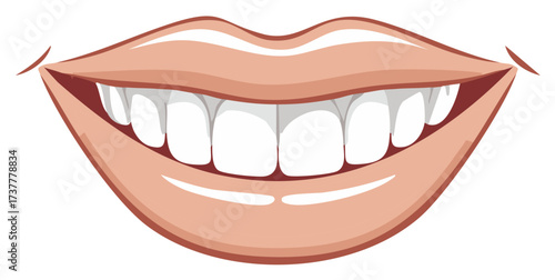 Vector illustration of a wide happy smile with clean white teeth