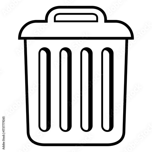 Icono cubo de basura con líneas 