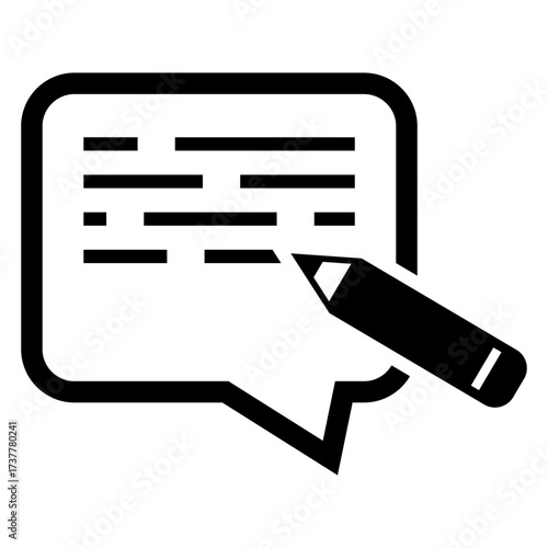 Icono escribir mensaje en burbuja de habla con texto y lápiz