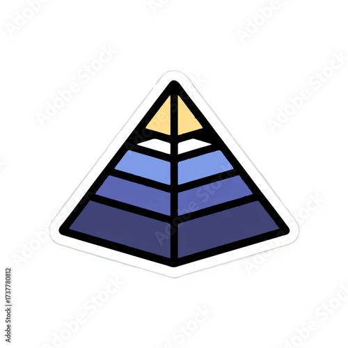 Stylized Pyramid Represents Hierarchical Layers on White Background

