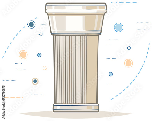 Classic Column in Simple Vector Illustration with Modern Graphic Elements