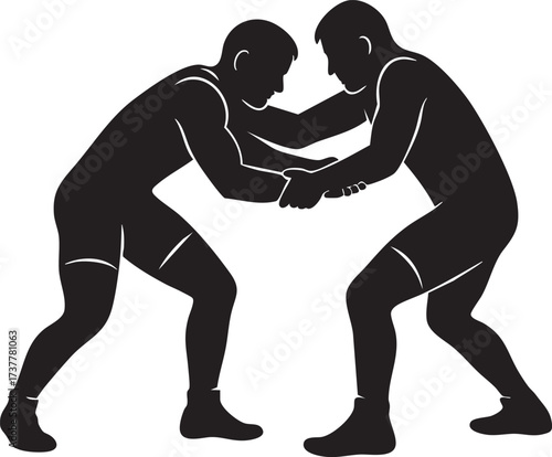 Wrestler fight silhouette vector