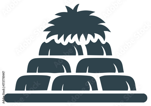 Stylized Abstract Icon of Hay Bales Stacked in Pyramid Formation