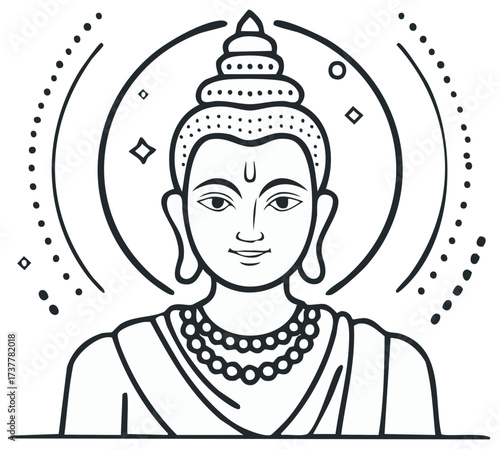 Enlightened spiritual figure illustration with peaceful aura and traditional adornment