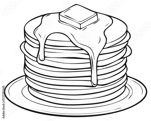 Stack of Pancakes with Melting Butter and Syrup