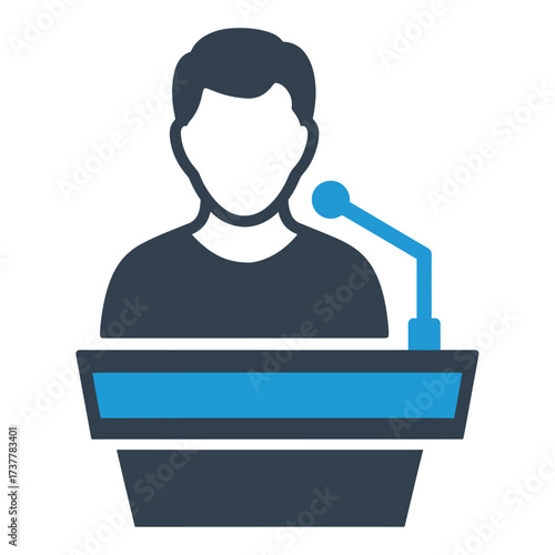Modern speaker podium icon presenter microphone public speaking graphic template - Vector illustration logo template