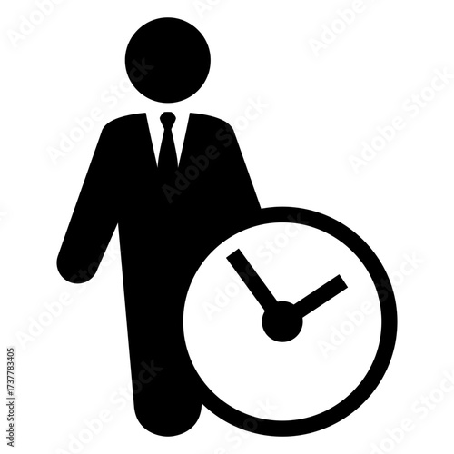 Icono silueta hombre de negocios con traje y corbata con reloj