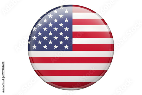 Glossy oval shape with the american flag design isolated on transparent background