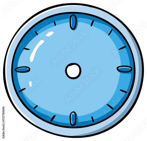 Cartoon Clock Face with No Hands Showing Empty Time Interval Illustration