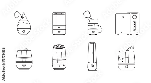 Vector art of humidifier set isolated