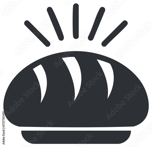 Baked bread loaf icon with lines symbolizing steam