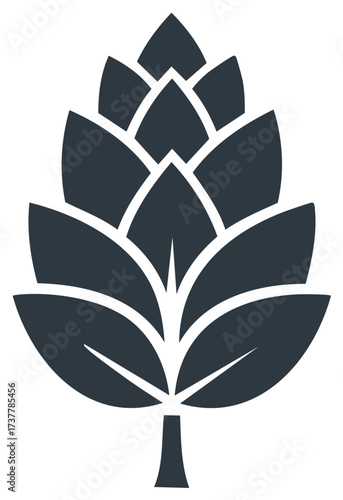 Stylized hop cone graphic for brewing craft beer natural ingredients and botanical designs