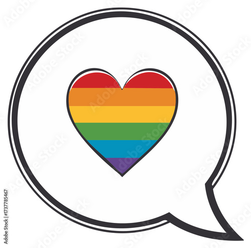 Rainbow Heart in Speech Bubble, LGBT Pride Concept
