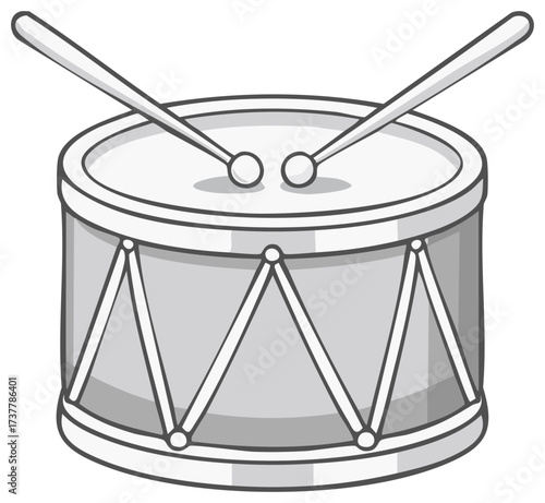 Cartoon Drum with Drumsticks Vector Illustration