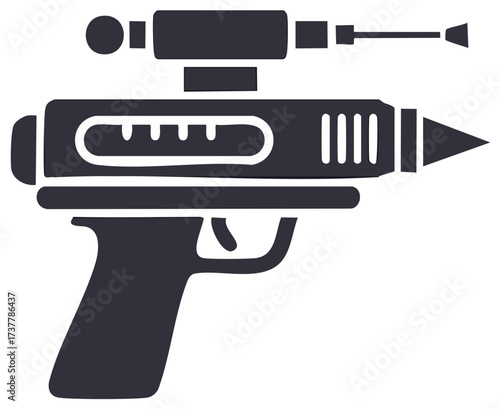 Futuristic laser gun vector illustration with scope