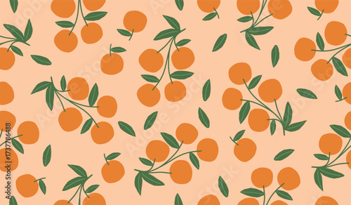 Cute orange fruits pattern background vector design