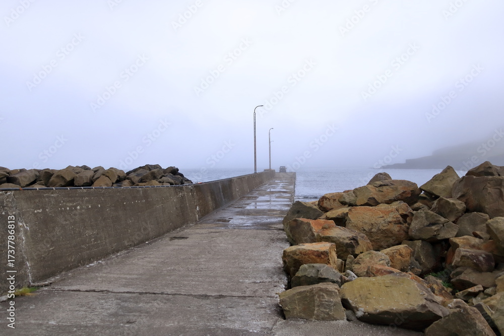 Fototapeta premium Skalavik Village on Sandoy Island, Faroe Islands, Denmark