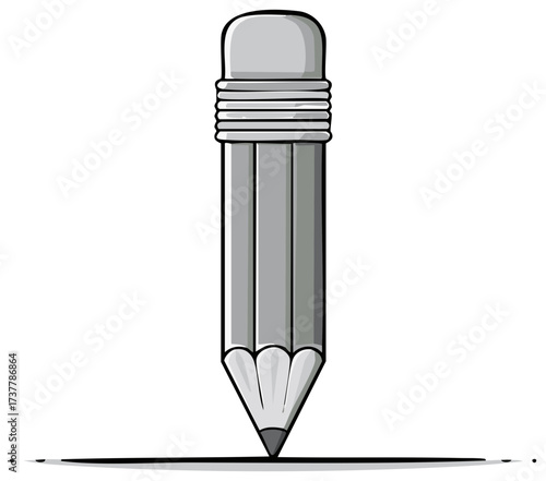 Cartoon Pencil with Eraser and Graphite Tip Writing a Line