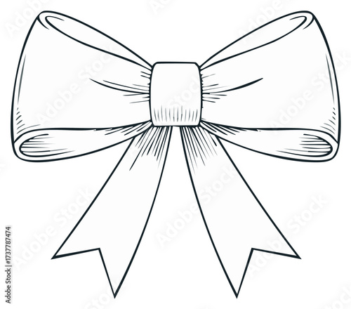Hand Drawn Decorative Bow Illustration Elegant Ribbon Tie for Festive Gifts